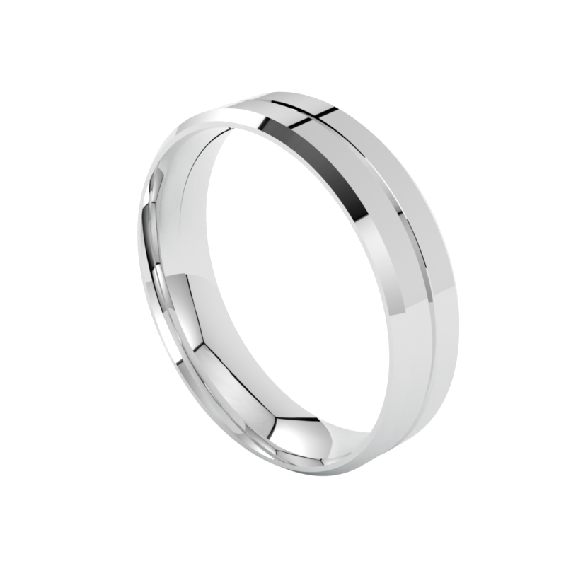 Obrączki ślubna z białego złota płaskie fazowane